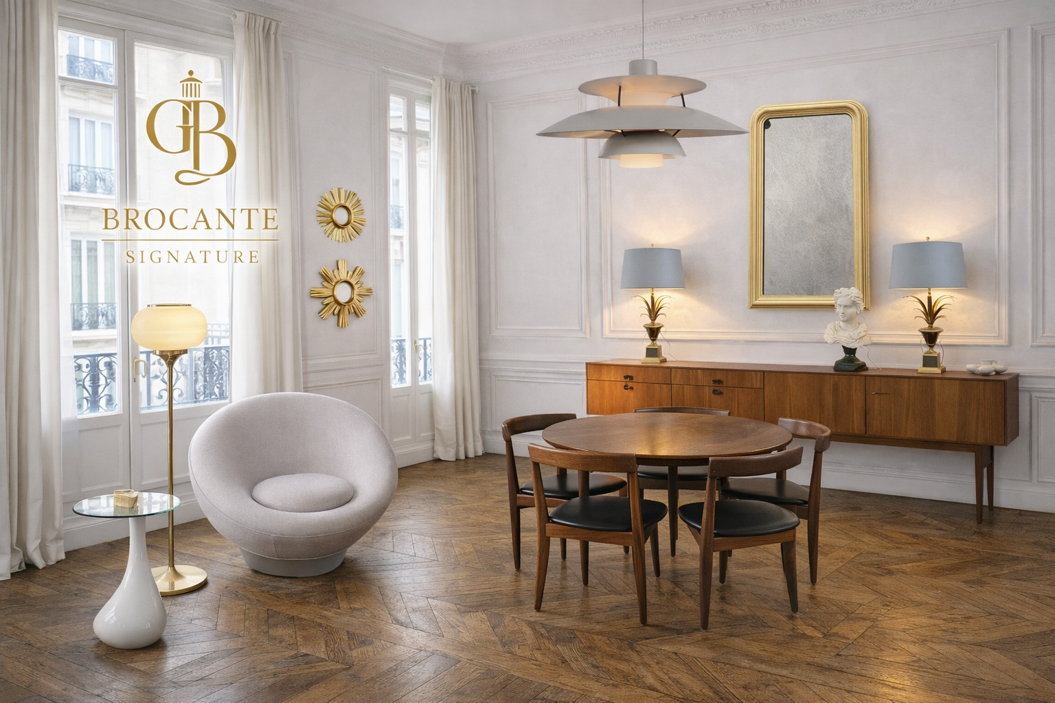 Lampe moderne sur table ronde